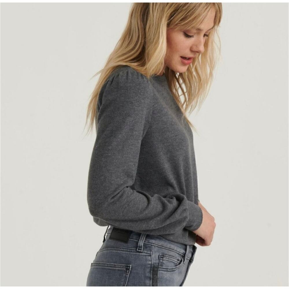 LUCKY BRAND Cloud Jersey Femme Sleeve Sweater In Charcoal size Large